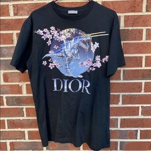 DIOR x Sorayama Dinosaur Print Black T-Shirt